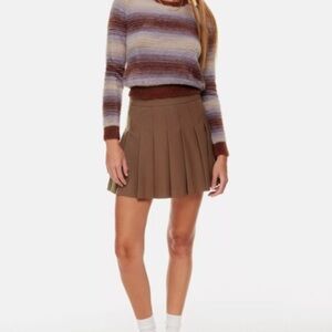 Aritzia Sunday Best Chocolate Brown Pleated Mini Skirt size 8